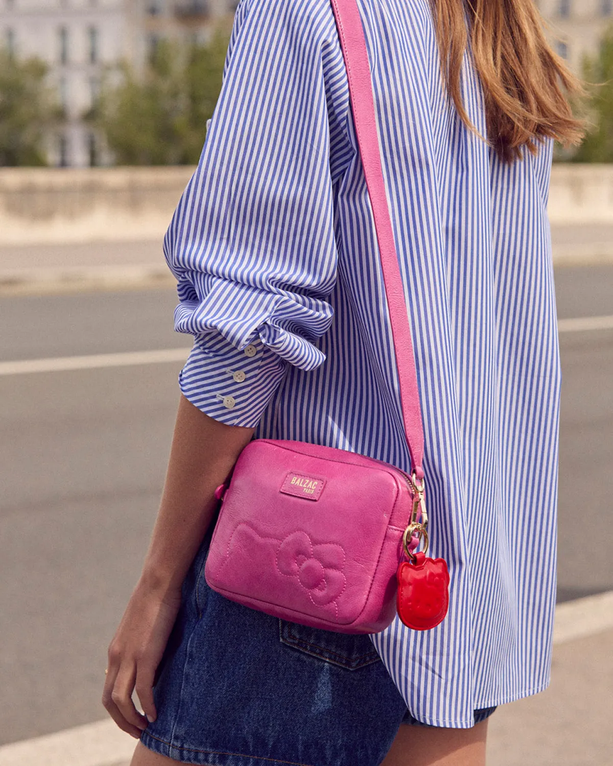 Balzac Paris Porte-clés Pearl froissé Rouge et rayure New