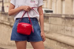 Balzac Paris Porte-clés Pearl vernis froissé Rose et rayure Sale