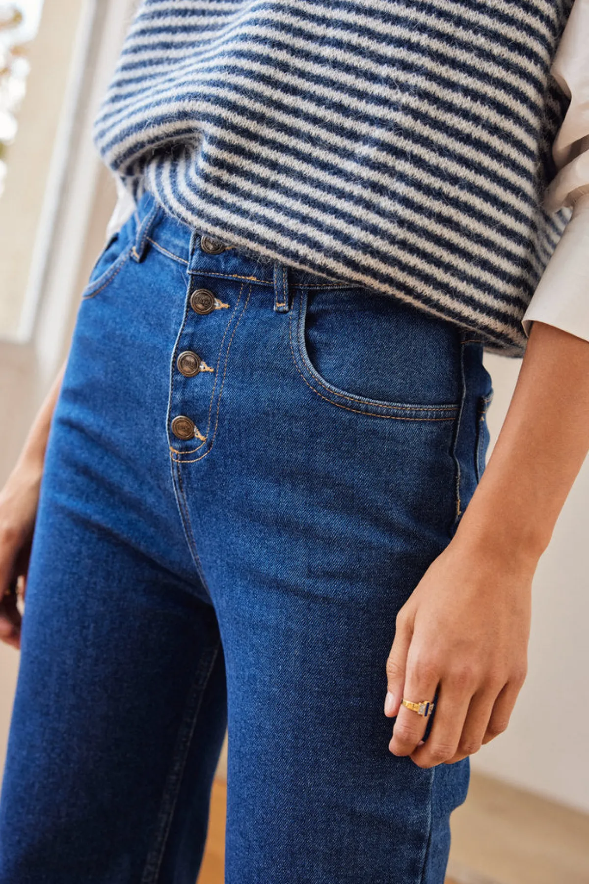 Balzac Paris Pull Blason et blanc Rayures bleu Cheap