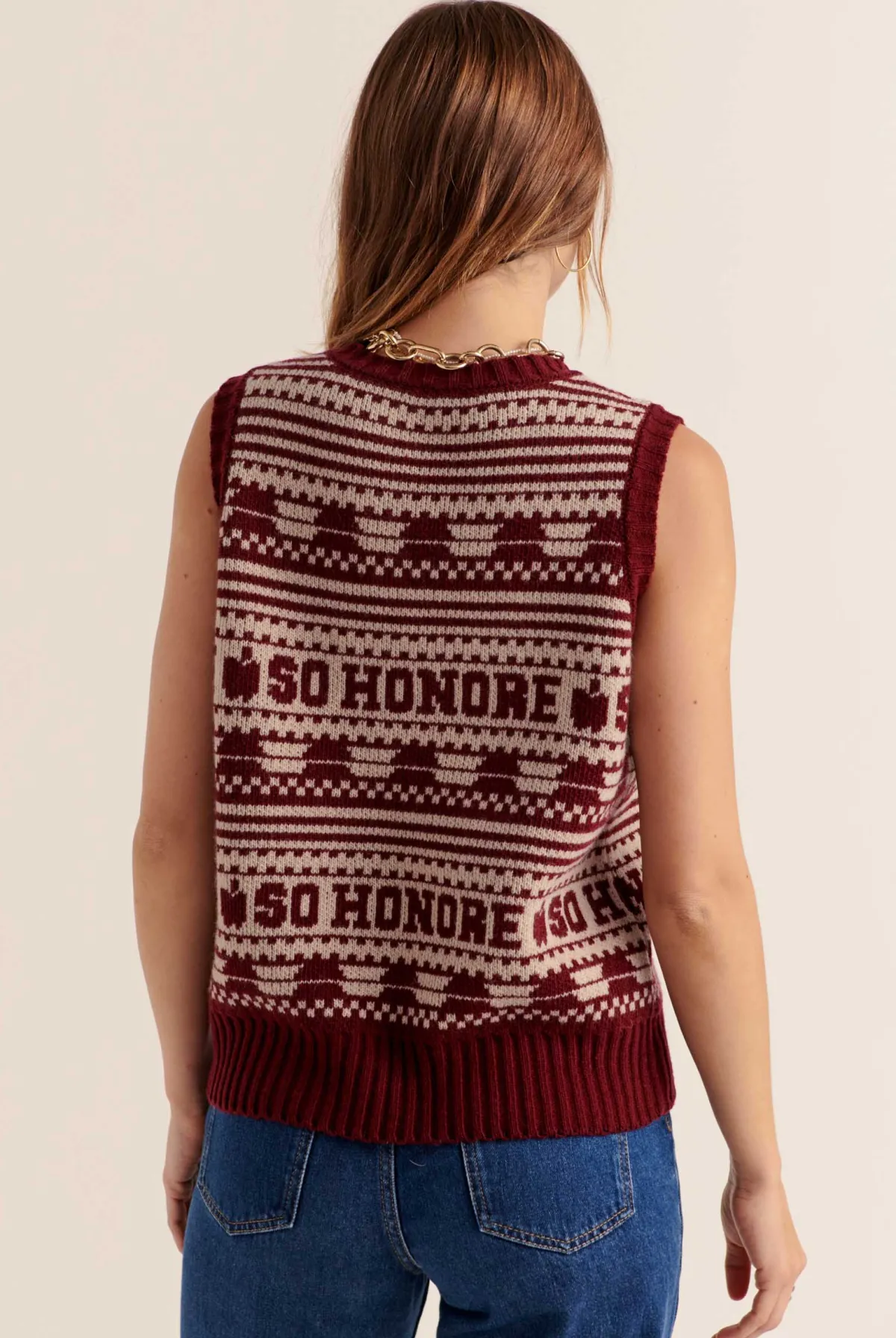 Balzac Paris Pull Kurt Bordeaux et beige Clearance