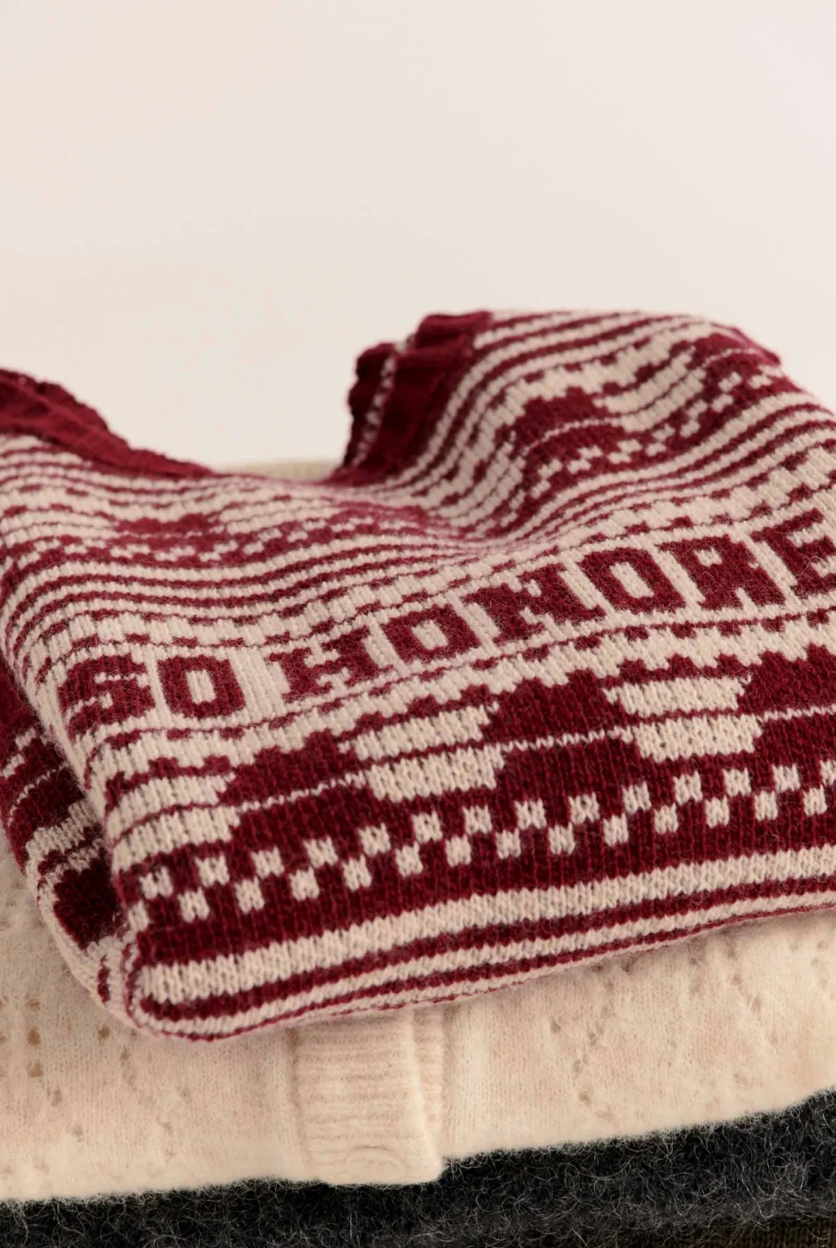 Balzac Paris Pull Kurt Bordeaux et beige Clearance