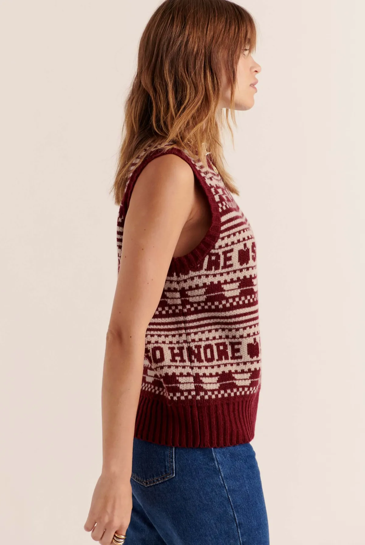Balzac Paris Pull Kurt Bordeaux et beige Clearance