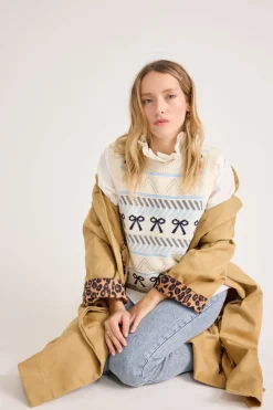 Balzac Paris Pull Priska écru et marine Ecru et marine Best Sale