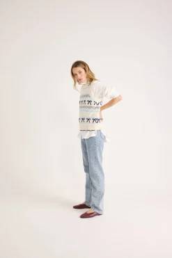 Balzac Paris Pull Priska écru et marine Ecru et marine Best Sale