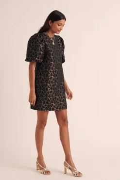 Balzac Paris Robe Bridget Jacquard léopard bronze Discount