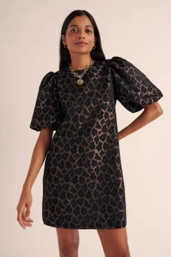 Balzac Paris Robe Bridget Jacquard léopard bronze Discount