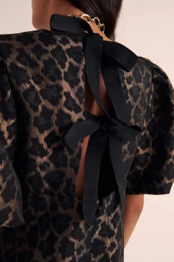 Balzac Paris Robe Bridget Jacquard léopard bronze Discount