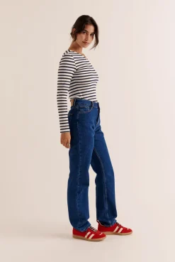 Balzac Paris Top Cèpe bleu et blanc Rayures Sale