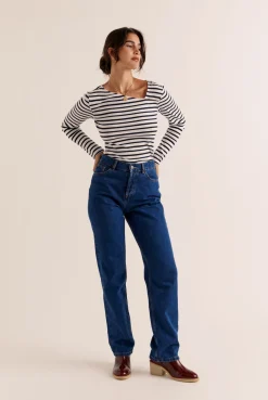 Balzac Paris Top Cèpe bleu et blanc Rayures Sale