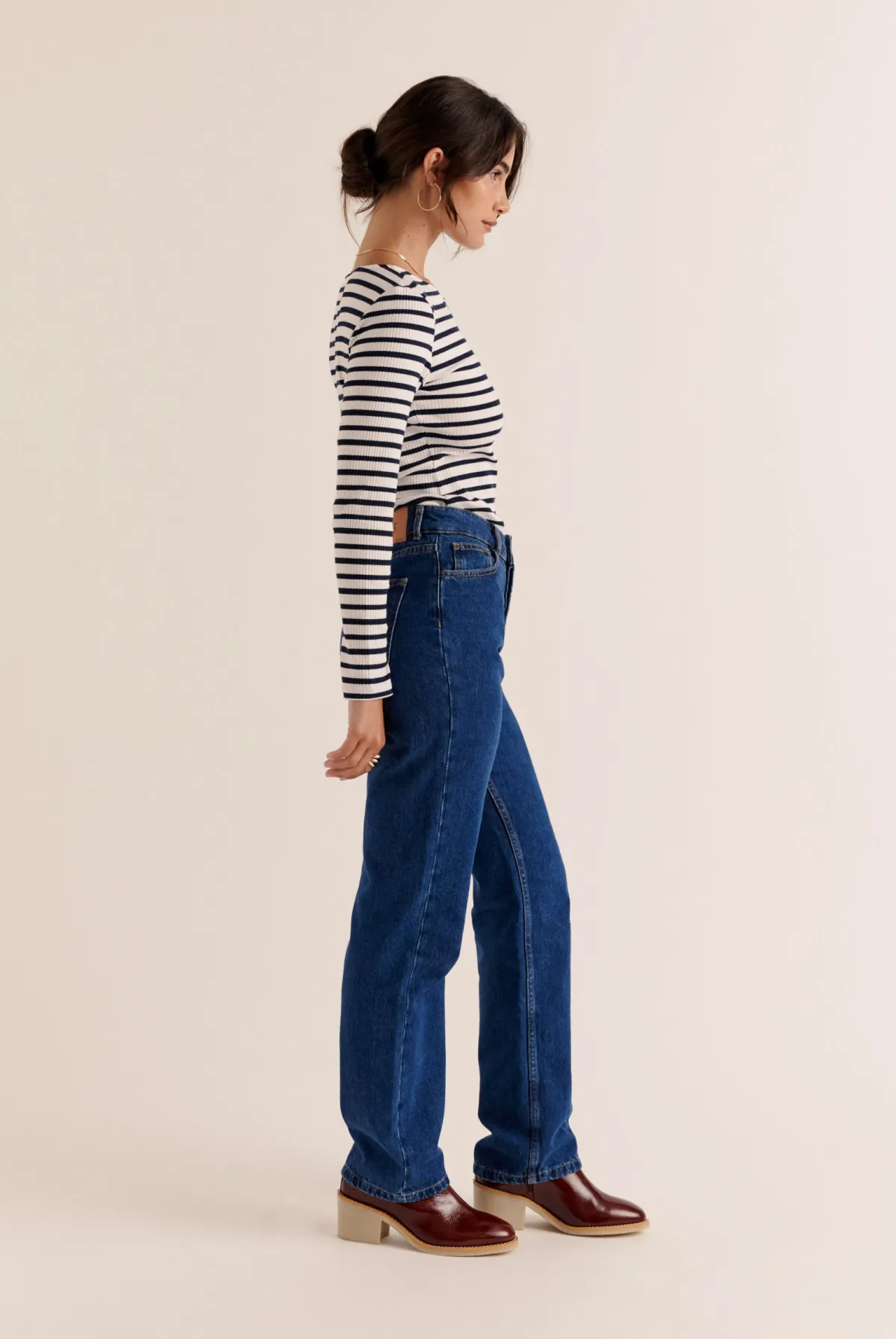Balzac Paris Top Cèpe bleu et blanc Rayures Sale