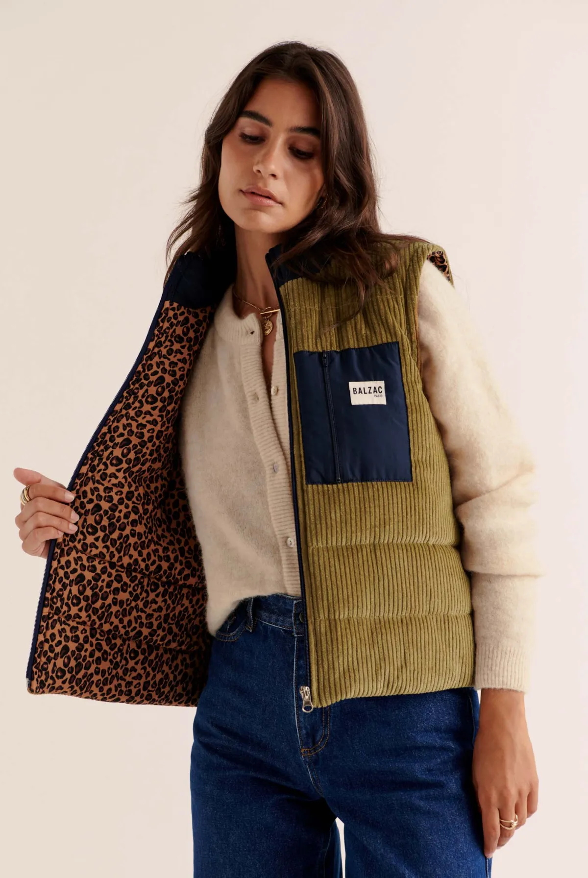 Balzac Paris Veste Banquise vert mousse Vert mousse et léopard Clearance