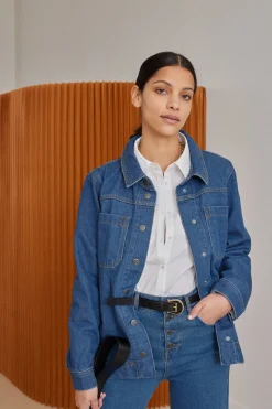 Balzac Paris Veste Manoa jean Bleu midi Shop