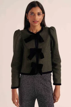 Balzac Paris Veste Susana Carreaux vert et noir Discount