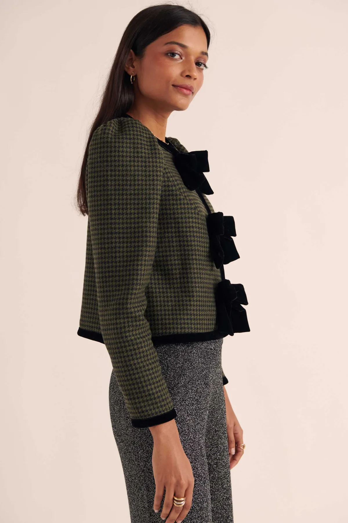 Balzac Paris Veste Susana Carreaux vert et noir Discount