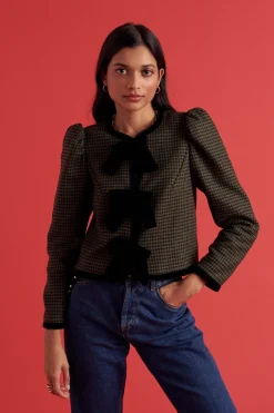 Balzac Paris Veste Susana Carreaux vert et noir Discount