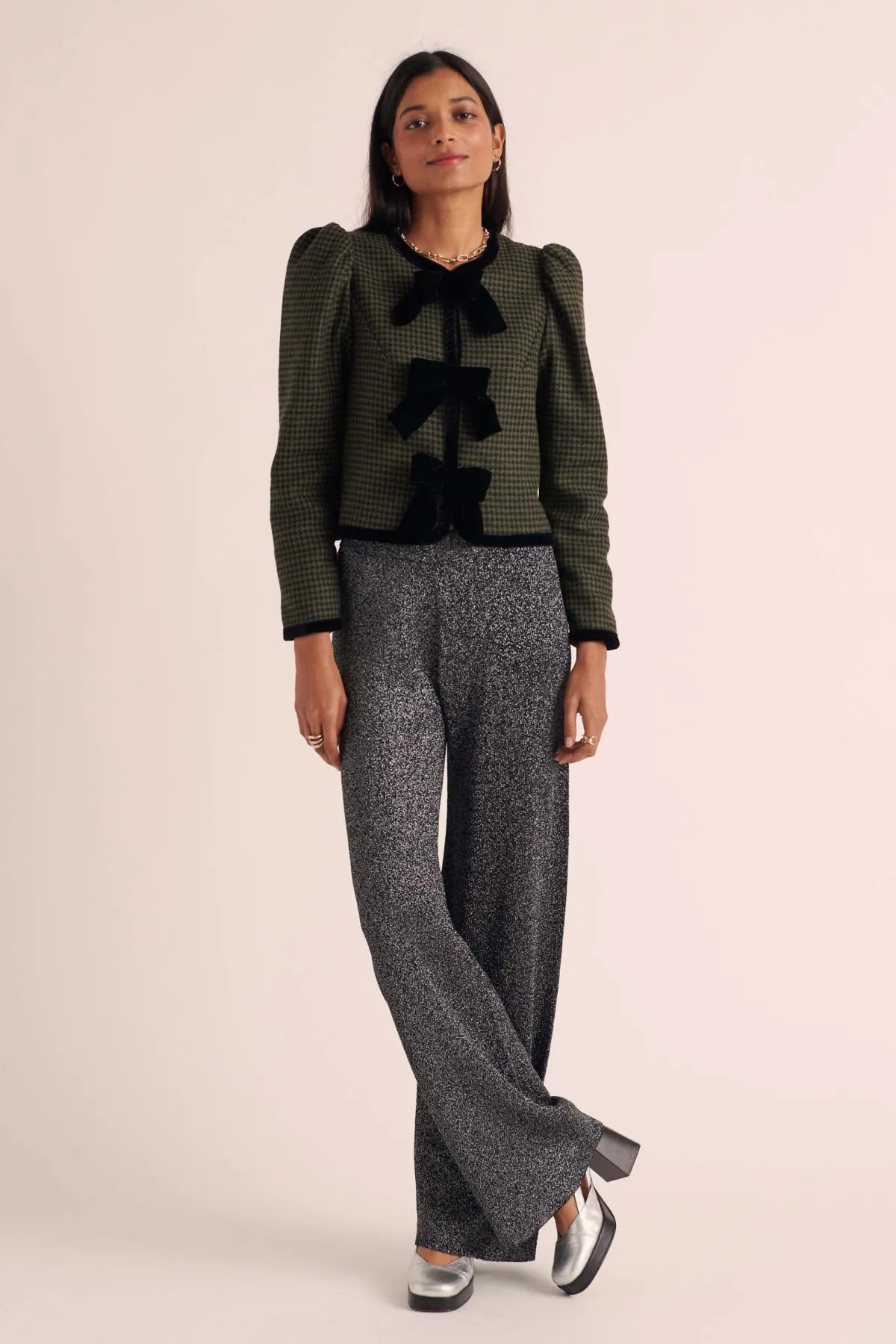 Balzac Paris Veste Susana Carreaux vert et noir Discount